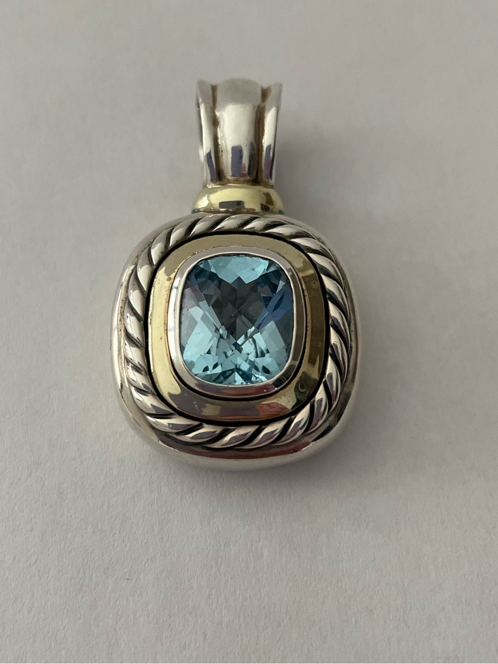 David Yurman Large Classic Blue Topaz Albion Enhancer - Picture 5 of 9